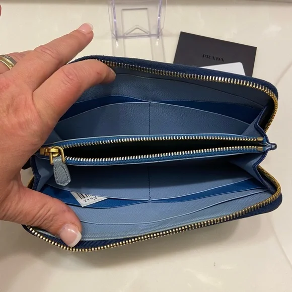 Authentic Prada Long Blue Saffiano Leather Wallet Luxury Designer - Picture 5 of 14